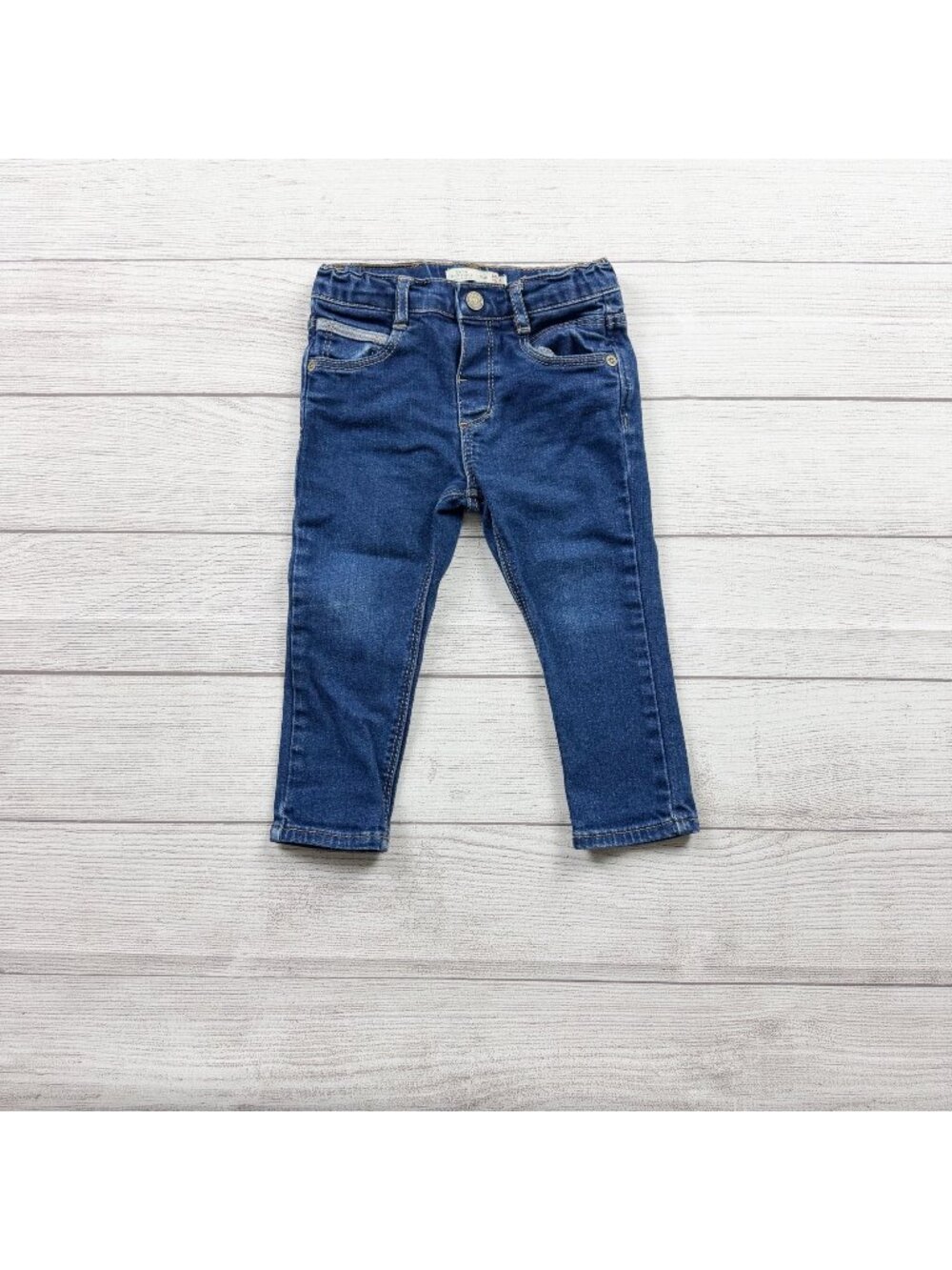 Zara Baby Boy Denim Elastic Waist Adjustable Pants Slim Fit Casual 18-24 Months